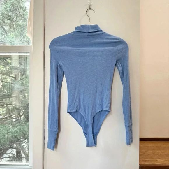 NWT Aerie Ribbed Turtleneck Bodysuit Long Sleeve in Light Blue - Picture 4 of 8